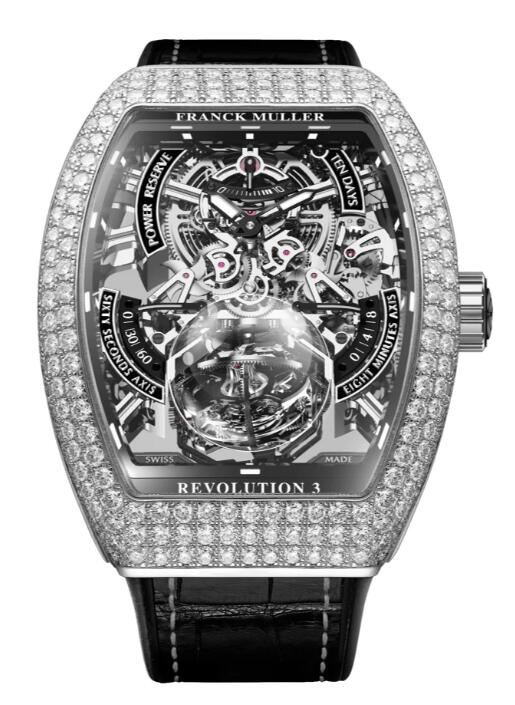 FRANCK MULLER Vanguard Revolution 3 Skeleton Steel with Diamonds V50 REV 3 PR SQT D (NR) AC Replica Watch